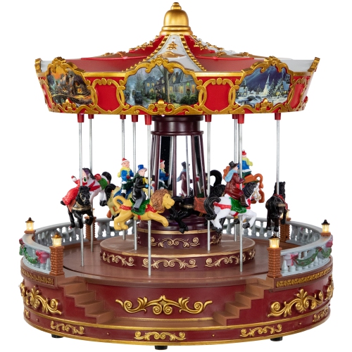 Image 1 de 6.. Carrousel de Noël lumineux et musical de 14&nbsp;po de LED