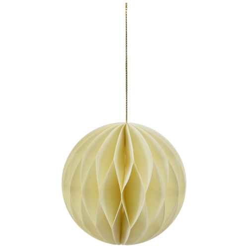 Foldable Paper Honeycomb Christmas Finial Ornaments - 4" - Cream - Set of 4