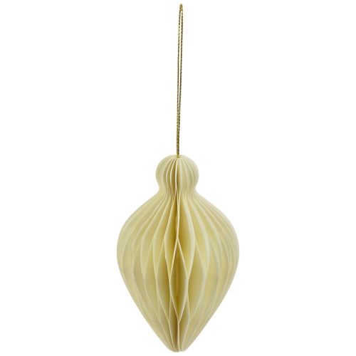 Foldable Paper Honeycomb Christmas Finial Ornaments - 4" - Cream - Set of 4