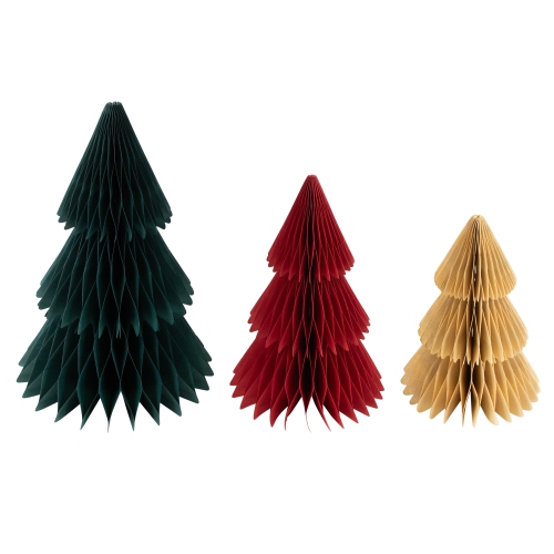 Accordion Honeycomb Foldable Paper Christmas Trees - 15" - Set of 3