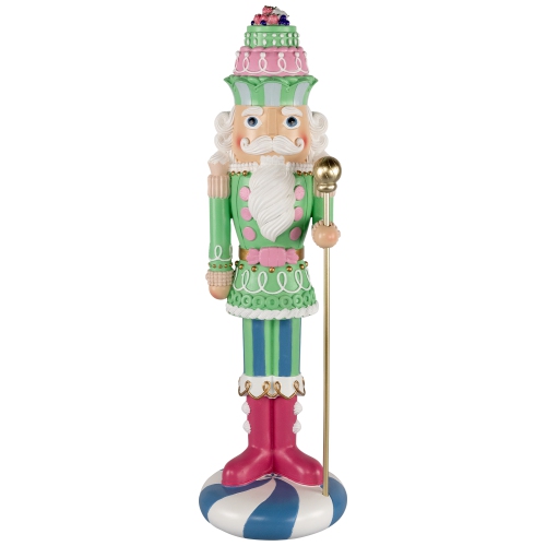 Pastel Christmas Candy Nutcracker King - 21.75" - Green