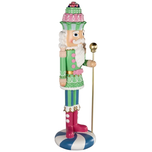 Pastel Christmas Candy Nutcracker King - 21.75" - Green