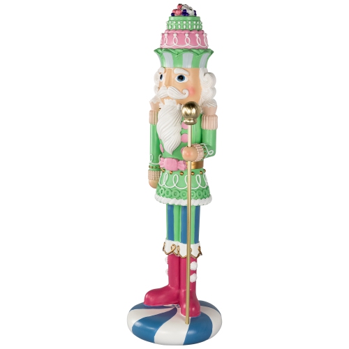 Pastel Christmas Candy Nutcracker King - 21.75" - Green