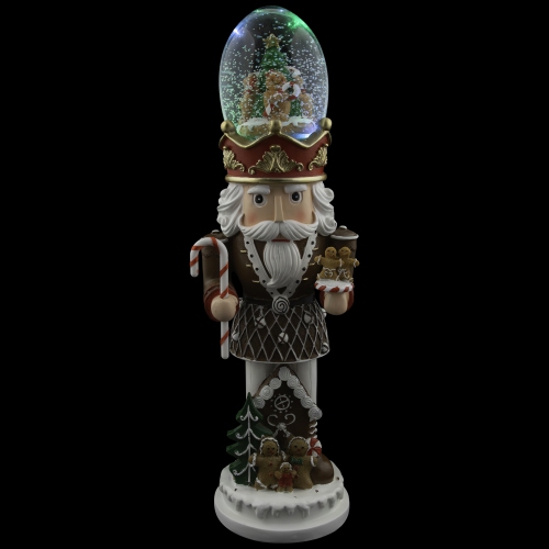 LED Lighted Gingerbread Nutcracker Musical Christmas Snow Globe - 17.5"