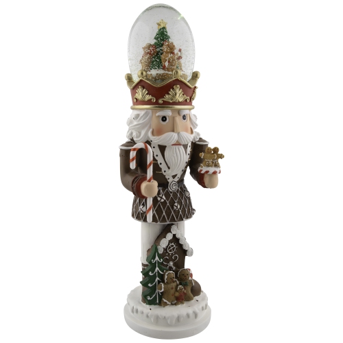 LED Lighted Gingerbread Nutcracker Musical Christmas Snow Globe - 17.5"