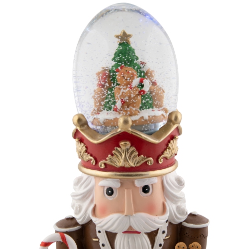 LED Lighted Gingerbread Nutcracker Musical Christmas Snow Globe - 17.5"