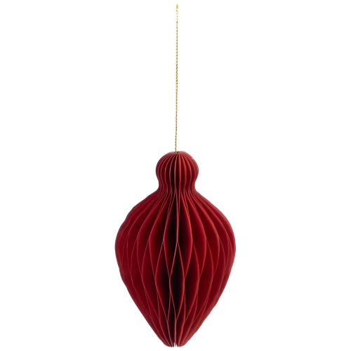 Foldable Honeycomb Paper Christmas Finial Ornaments - 4" - Red - Set of 4