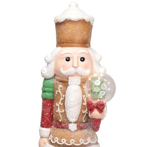 LED Lighted Christmas Gingerbread Nutcracker - 27" - Brown and White