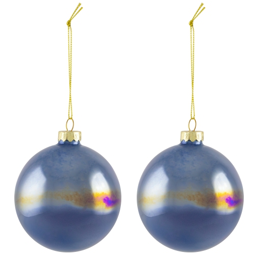Shiny Glass Ball Christmas Ornaments - 3" - Blue, Green and Teal - 6ct