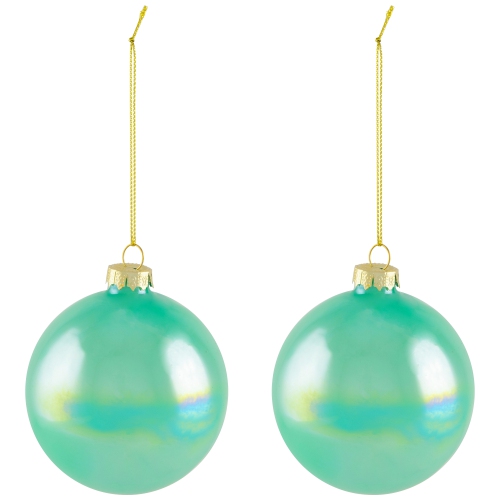 Shiny Glass Ball Christmas Ornaments - 3" - Blue, Green and Teal - 6ct