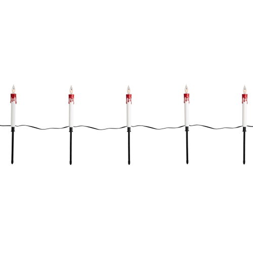 Lighted Flickering Candle Halloween Outdoor Pathway Markers - 15.25" - Set of 5