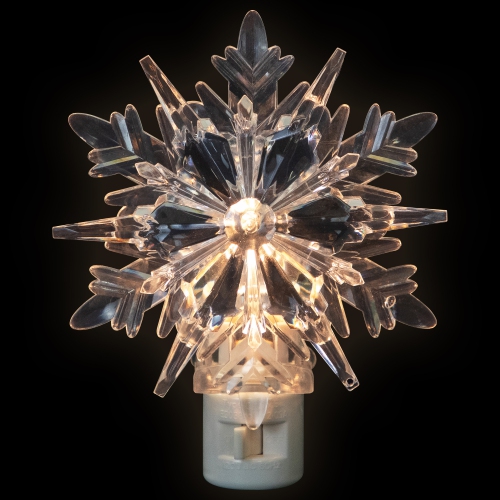 3D Snowflake Christmas Night Light - 6" - Clear