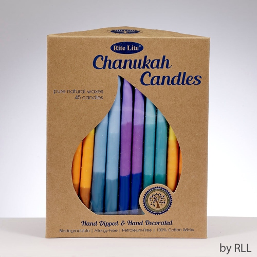 Premium Menorah Hanukkah Candles - 5.25" - Tricolor Multi - 45ct