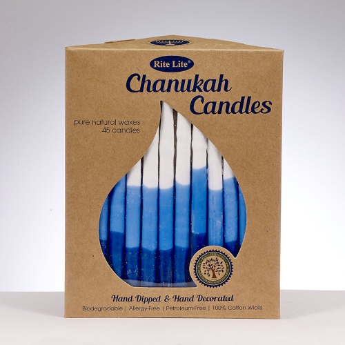 Premium Menorah Hanukkah Candles - 5.25" - Blue and White - 45ct