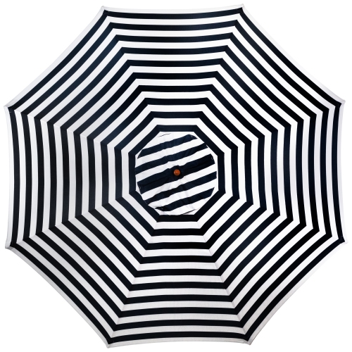 Striped Outdoor Patio Market Umbrella with Wooden Pole - 8.5' - Blue and White