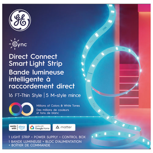 GE Cync 4.9m (16 ft.) Direct Connect Thin Indoor LED Smart Light Strip