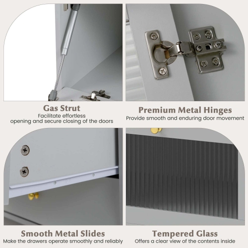 Costway Modern TV Stand for 55" TVs with Drop Down Door Cabinet 2 Storage Drawers Gray