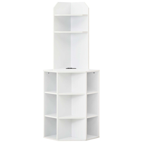 Costway 6-Tier Corner Shelf 63" Tall Corner Bookshelf with 2 USB Ports & Charging Station