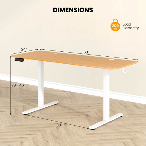 Costway 63 x 24 Inch Sit Stand Desk Height Adjustable Electric Standing Desk