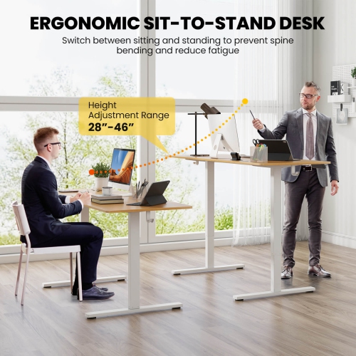 Costway 63 x 24 Inch Sit Stand Desk Height Adjustable Electric Standing Desk