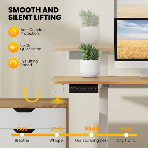 Costway 63 x 24 Inch Sit Stand Desk Height Adjustable Electric Standing Desk