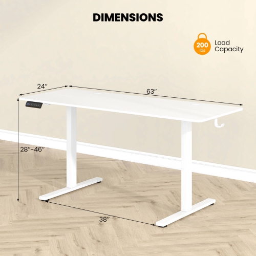 Costway 63 x 24 Inch Sit Stand Desk Height Adjustable Electric Standing Desk