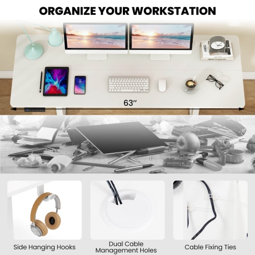 Costway 63 x 24 Inch Sit Stand Desk Height Adjustable Electric Standing Desk