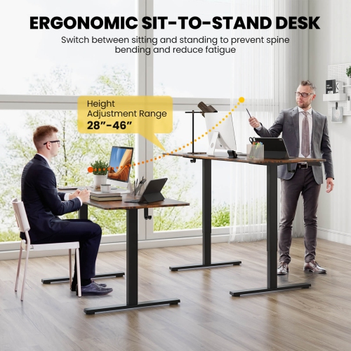 Costway 63 x 24 Inch Sit Stand Desk Height Adjustable Electric Standing Desk