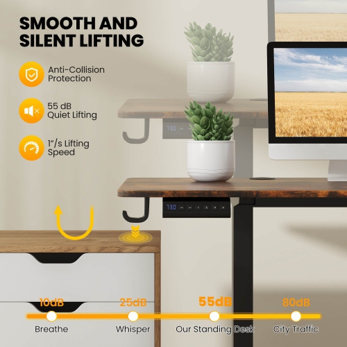 Costway 63 x 24 Inch Sit Stand Desk Height Adjustable Electric Standing Desk