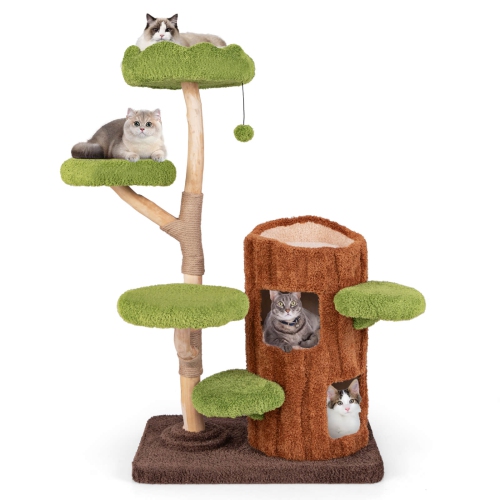 Arbre pour chat multiniveau de Costway avec poteaux à gratter et panneau en sisal pour la maison de chat à deux étages
