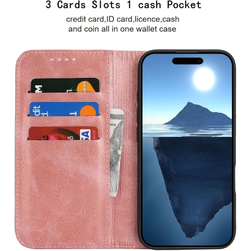 Étui portefeuille pour iPhone 16 Plus, étui folio à rabat en cuir PU de qualité supérieure avecfente pour carte, support et fermeture magnétique,