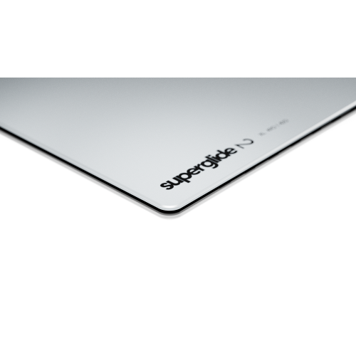 Pulsar Superglide V2 L Premium Glass Mouse Pad 1.5T Gorilla Glass Surface Anti-Slip Fully Molded high-Density Silicone Rubber 16.5" x 13", White