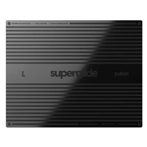 Pulsar Superglide V2 L Premium Glass Mouse Pad 1.5T Gorilla Glass Surface Anti-Slip Fully Molded high-Density Silicone Rubber 16.5" x 13", White