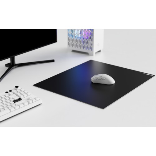 Pulsar Superglide V2 L Premium Glass Mouse Pad 1.5T Gorilla Glass Surface Anti-Slip Fully Molded high-Density Silicone Rubber 16.5" x 13", Black