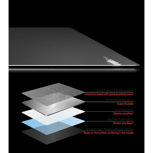 Pulsar Superglide V2 L Premium Glass Mouse Pad 1.5T Gorilla Glass Surface Anti-Slip Fully Molded high-Density Silicone Rubber 16.5" x 13", Black