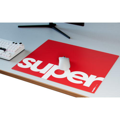 Pulsar Superglide V2 L Premium Glass Mouse Pad 1.5T Gorilla Glass Surface Anti-Slip Fully Molded high-Density Silicone Rubber 16.5" x 13", Red