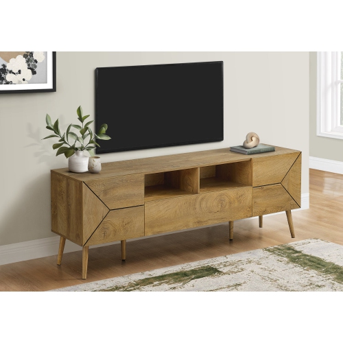 Monarch Speicalties I 2753 - Tv Stand, 72 Inch, Console, Media Entertainment Center, Storage Drawer, Walnut Laminate, Mid Century, Modern