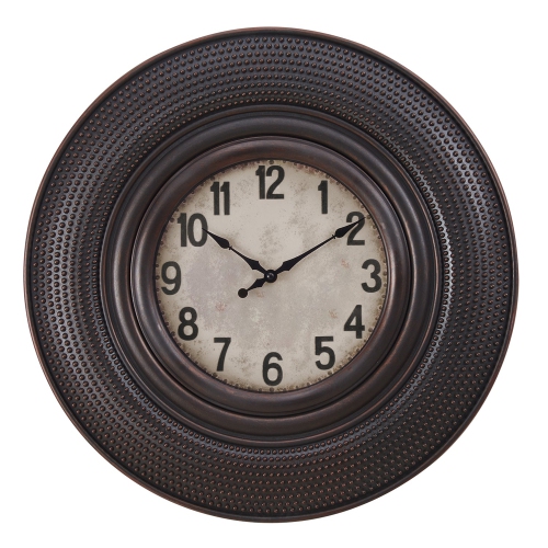Monarch Specialties I 9045 - Clocks, 20" Round, Wall Clock, Antique Brown, Transitional