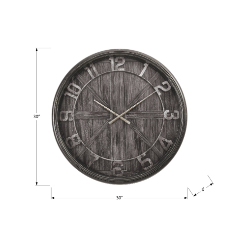 Monarch Specialties – Horloge murale I 9025, 30&nbsp;po, ronde, grande taille, brun, Transitionnel