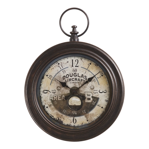 Monarch Specialties I 9090 - Clocks, 18" Round, Wall Clock, Antique Brown, Traditional