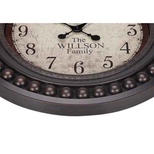 Monarch Specialties I 9046 - Clocks, 20" Round, Wall Clock, Antique Brown, Transitional