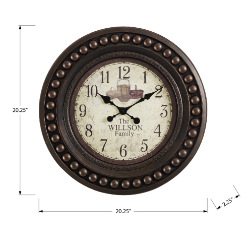Monarch Specialties I 9046 - Clocks, 20" Round, Wall Clock, Antique Brown, Transitional