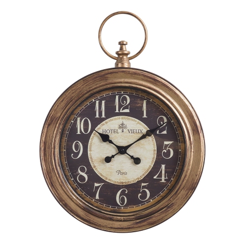 Monarch Specialties I 9092 - Clocks, 18" Round, Wall Clock, Antique Brown, Traditional