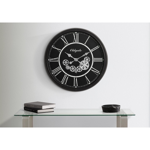 Image 1 of 4.. Monarch Specialties I 9032 - Clocks, 30" Round, Gear Mechanism, Large Oversized, Wall Clock, Black, Transitional