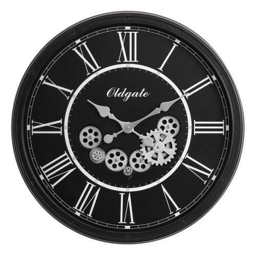 Monarch Specialties I 9032 - Clocks, 30" Round, Gear Mechanism, Large Oversized, Wall Clock, Black, Transitional