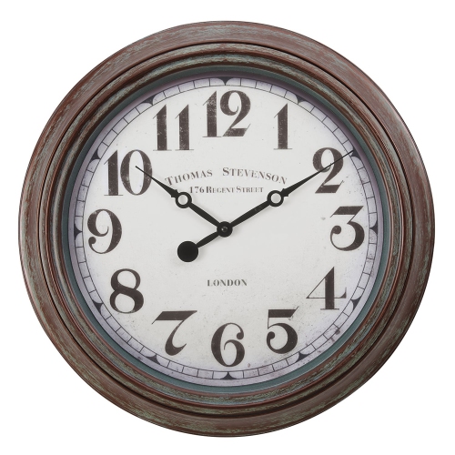 Monarch Specialties I 9049 - Clocks, 20" Round, Wall Clock, Antique Brown, Transitional