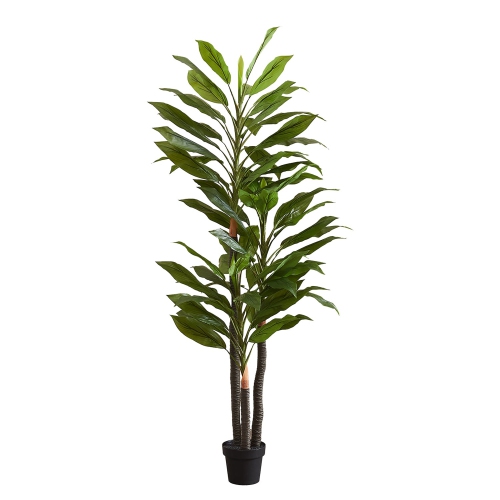 Monarch Specialties I 9595 - Artificial Plant, 83" Tall, Indoor, Dracaena Tree, Decorative, Faux, Fake, Floor, Potted, Real Touch, Green Leaves,