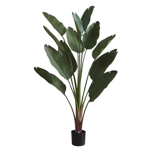 Monarch Specialties I 9591 - Artificial Plant, 83" Tall, Indoor, Decorative, Floor, Palm Tree, Real Touch, Green Leaves, Black Pot