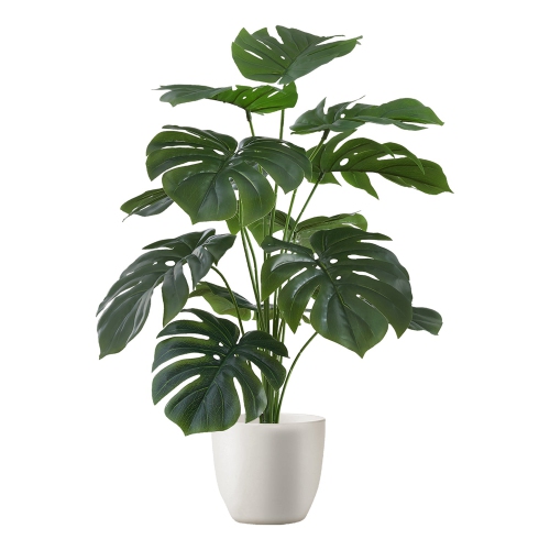 Monarch Specialties I 9551 - Artificial Plant, 24" Tall, Monstera, Indoor, Faux, Fake, Table, Greenery, Potted, Real Touch, Decorative, Green Leaves,