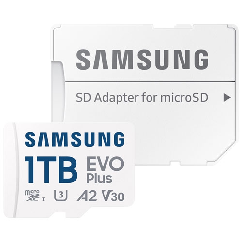 Carte mémoire microSDXC UHS-I Evo Plus 1&nbsp;To de Samsung 160&nbsp;Mo/s avec adaptateur SD MB-MC1T0SA/CA, remise à neuf